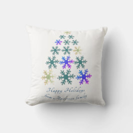 Feierliche Snowflake Weihnachtsbaum Familienurlaub Kissen