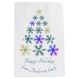 Feierliche Snowflake Weihnachtsbaum Familienurlaub Mittlere Geschenktüte