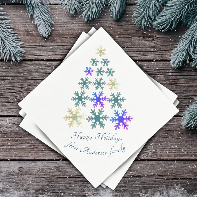 Feierliche Snowflake Weihnachtsbaum Familienurlaub Serviette (Von Creator hochgeladen)
