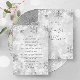 Feierliche Sparkle Silver Winter Hochzeit Programm