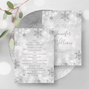 Feierliche Sparkle Silver Winter Hochzeit Programm