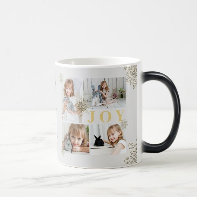 Feierliche Sparkling Goldene Freude Weihnachten Fo Verwandlungstasse (Rechts)