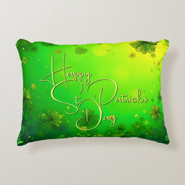 Feierliche St. Patrick's Day Gruß Dekokissen (Vorderseite)