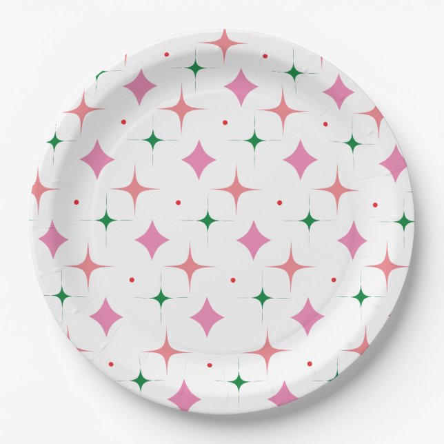 Feierliche Star Pattern Weihnachtsfeier Pappteller (Vorderseite)