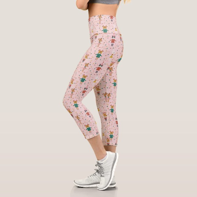 Feierliche Tierfreunde Weihnachtsmuster Capri Leggings (Links)