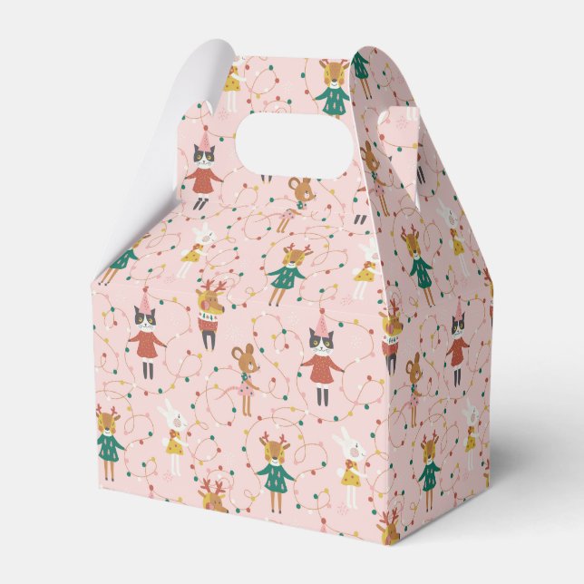 Feierliche Tierfreunde Weihnachtsmuster Geschenkschachtel (Vorderseite)