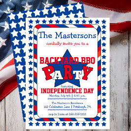 Feierliche US Flagge Patriotic 4. Juli GRILLEN I Einladung