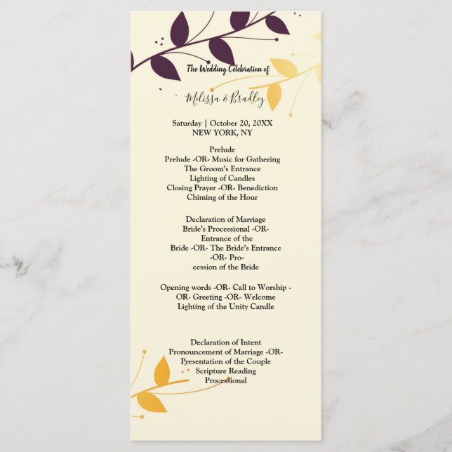 Feierliche Veranstaltung "Elegantes Lila Goldenes  Programm (Vorderseite)