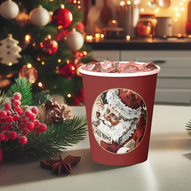 Feierliche Vintage Weihnachtsmann Weihnachten zur  Pappbecher (Christmas cups, vintage santa cups, Christmas coffee cups)