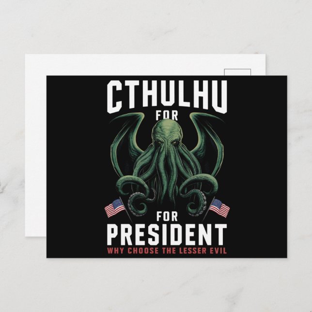 Feierliche Wahlen 2024 Cthulhu für den Präsidenten Postkarte (Vorne/Hinten)
