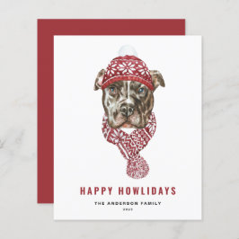 Feierliche Wasserfarben Pitbull Happy Howlidays