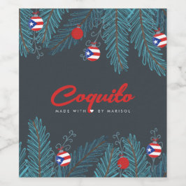Feierliche Weihnachten Coquito Puerto Rico Weinetikett