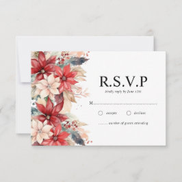Feierliche Weihnachten Florals Hochzeit RSVP Karte