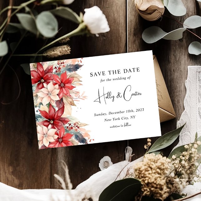 Feierliche Weihnachten Florals Hochzeit Save The Date (Von Creator hochgeladen)