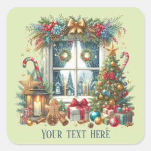 Feierliche Weihnachten hinzufügen Textszene Quadratischer Aufkleber