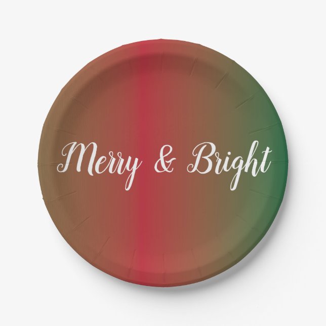 Feierliche Weihnachten im Grünen, Rot Farbe Pappteller (Vorderseite)