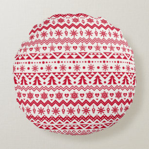 Feierliche Weihnachten nahtlos Muster. Rundes Kissen