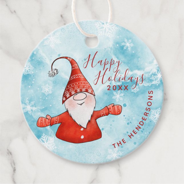 Feierliche Weihnachten Niedlich Gnome Custom Happy Geschenkanhänger (Vorderseite)