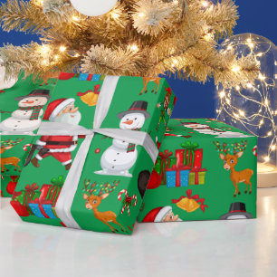 Feierliche Weihnachten, Schneemann, Geschenke Geschenkpapier