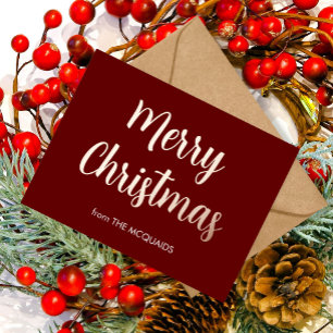 Feierliche Weihnachts-Rose Gold Burgund Folien Feiertagspostkarte