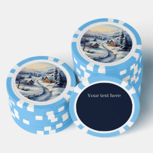 Feierliche Weihnachts-Winterszene hinzufügen Text Pokerchips