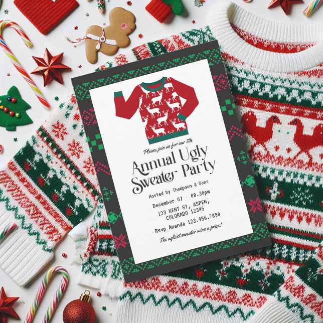 Feierliche Weihnachtsbash in der Firma Ugly Sweate Einladung (Festive Corporate Ugly Sweater Christmas Bash Invitation)