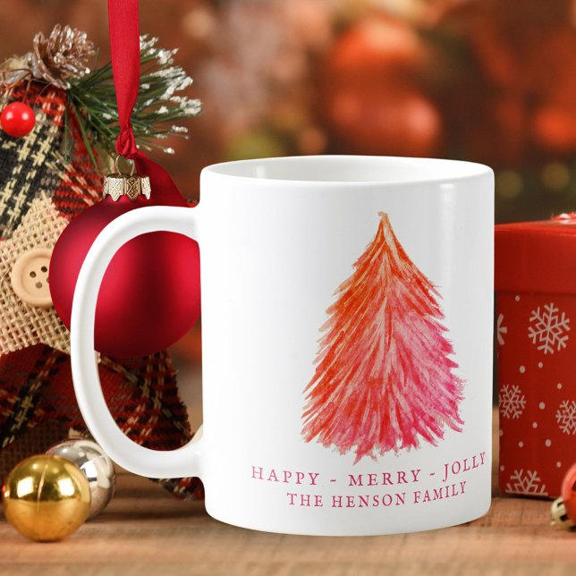 Feierliche Weihnachtsbaum Wasserfarbener Urlaub Kaffeetasse (Von Creator hochgeladen)