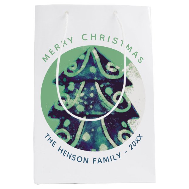 Feierliche Weihnachtsbaumfeiertage Mittlere Geschenktüte (Vorderseite)