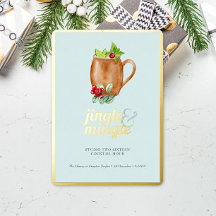 Feierliche Weihnachtscocktailparty Jingle & Mingle Folieneinladung