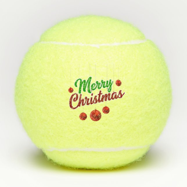 Feierliche Weihnachtsdekoration mit Roten Ornament Tennisbälle (Vorderseite)
