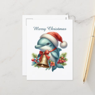 Feierliche Weihnachtsdolphin individuell anpassbar Feiertagspostkarte
