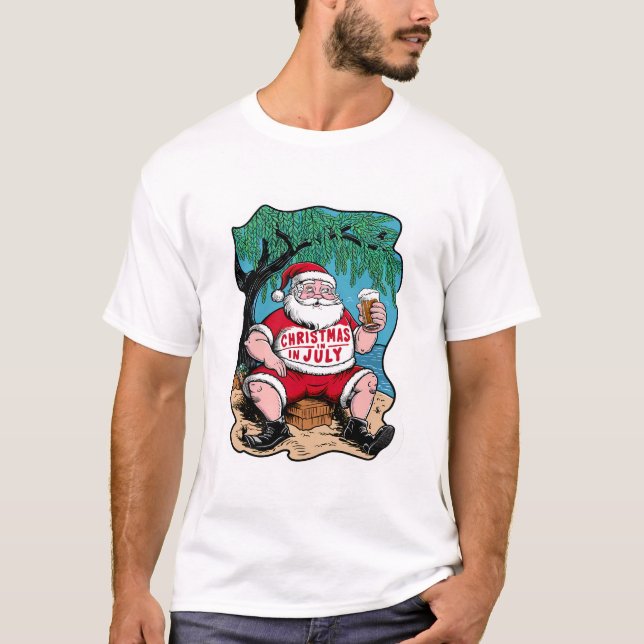 Feierliche Weihnachtsfeier Biere unter Baum T-Shirt (Vorderseite)