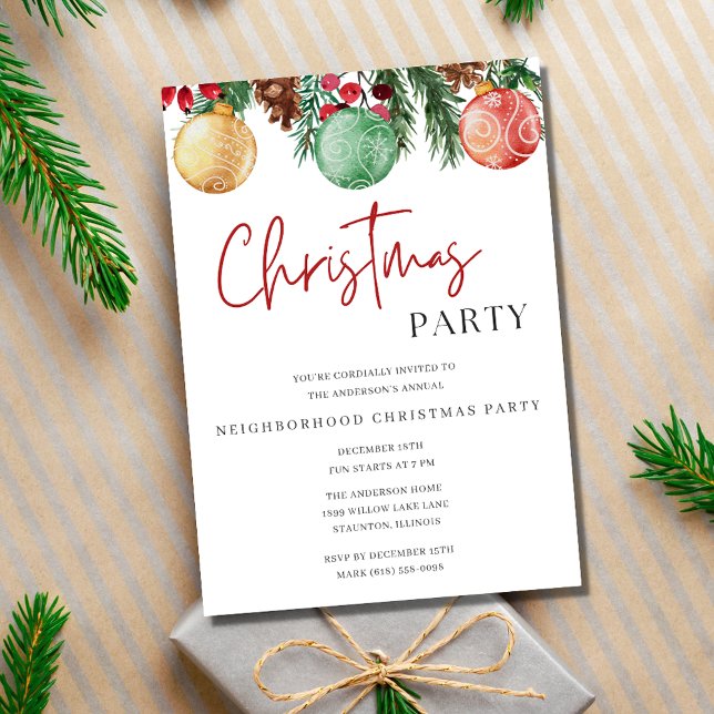 Feierliche Weihnachtsfeier Einladung (Festive Christmas Neighborhood Holiday Party Invitation)