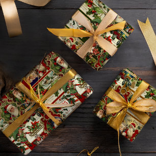 Feierliche Weihnachtsfeier Ephemera Collage Geschenkpapier Set