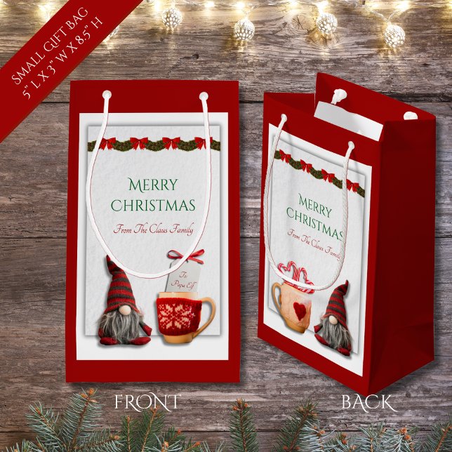 Feierliche Weihnachtsfeier Gnome Kleine Geschenkta Kleine Geschenktüte (Festive Red and White Christmas Gnome Small Gift Bag)