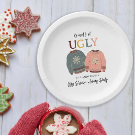 Feierliche Weihnachtsfeier im Ugly Sweater Pappteller