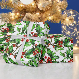 Feierliche Weihnachtsfeier Rote Berries Geschenkpapier
