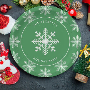 Feierliche Weihnachtsfeier Snowflake Pappteller