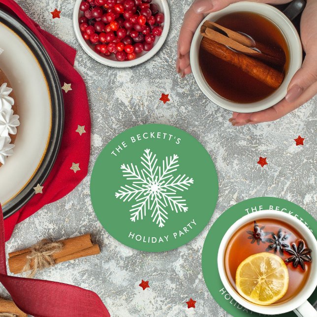 Feierliche Weihnachtsfeier Snowflake Runder Pappuntersetzer (Von Creator hochgeladen)