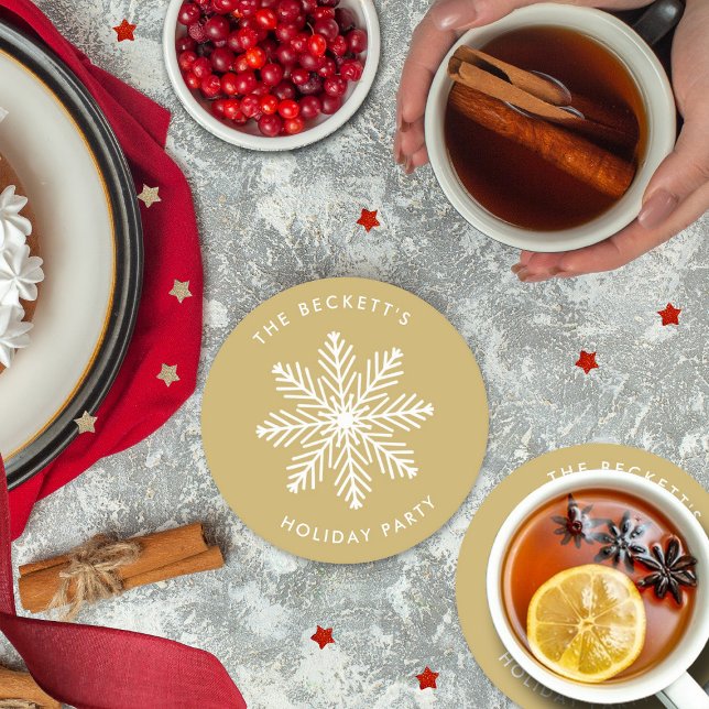 Feierliche Weihnachtsfeier Snowflake Runder Pappuntersetzer (Von Creator hochgeladen)
