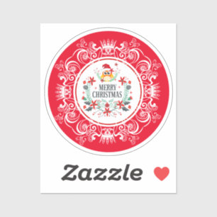 Feierliche Weihnachtsfeier und weiße Kronenrahmen Aufkleber