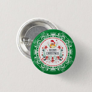 Feierliche Weihnachtsfeier und weiße Kronenrahmen Button