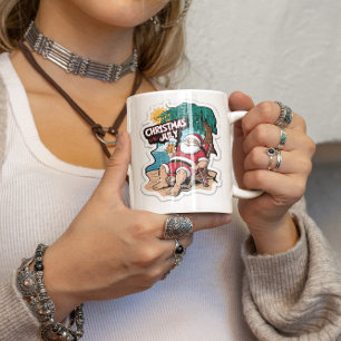 Feierliche Weihnachtsfeiern Entspannen an der trop Kaffeetasse