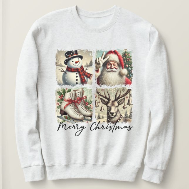 Feierliche Weihnachtsfeiertage Collage Sweatshirt (Design vorne)