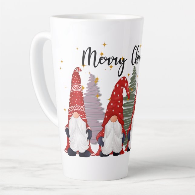 Feierliche Weihnachtsfeiertage Gnome Latte Tasse (Linke Ecke)