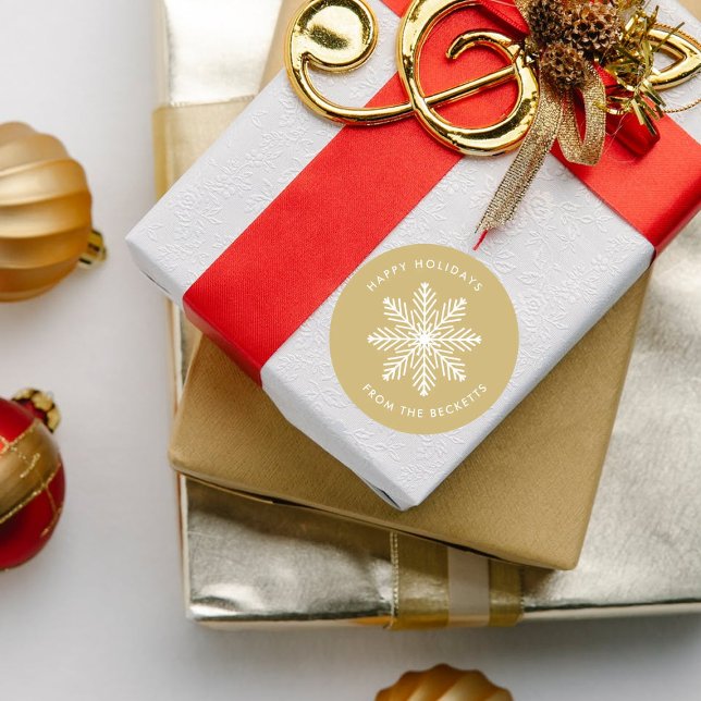 Feierliche Weihnachtsfeiertage mit Schneeflocken Runder Aufkleber (Von Creator hochgeladen)