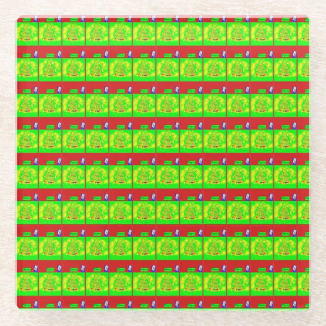 Feierliche Weihnachtsgeschichte "Merry" Glasuntersetzer (Vorderseite)