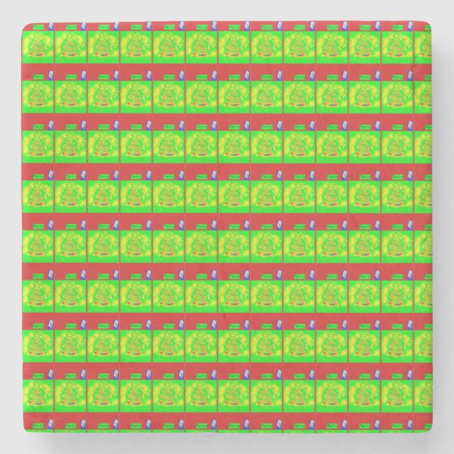 Feierliche Weihnachtsgeschichte "Merry" Steinuntersetzer (Vorderseite)