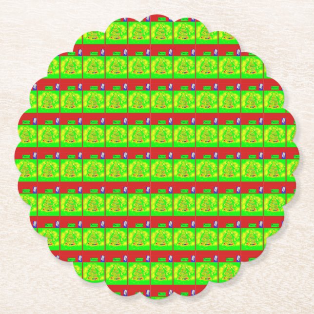 Feierliche Weihnachtsgeschichte "Merry" Untersetzer (Vorderseite)