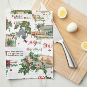 Feierliche Weihnachtsgrüße Collage White Geschirrtuch